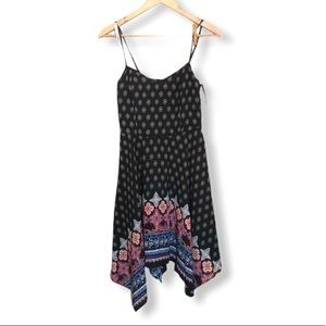 Black multicolor handkerchief spaghetti strap dres